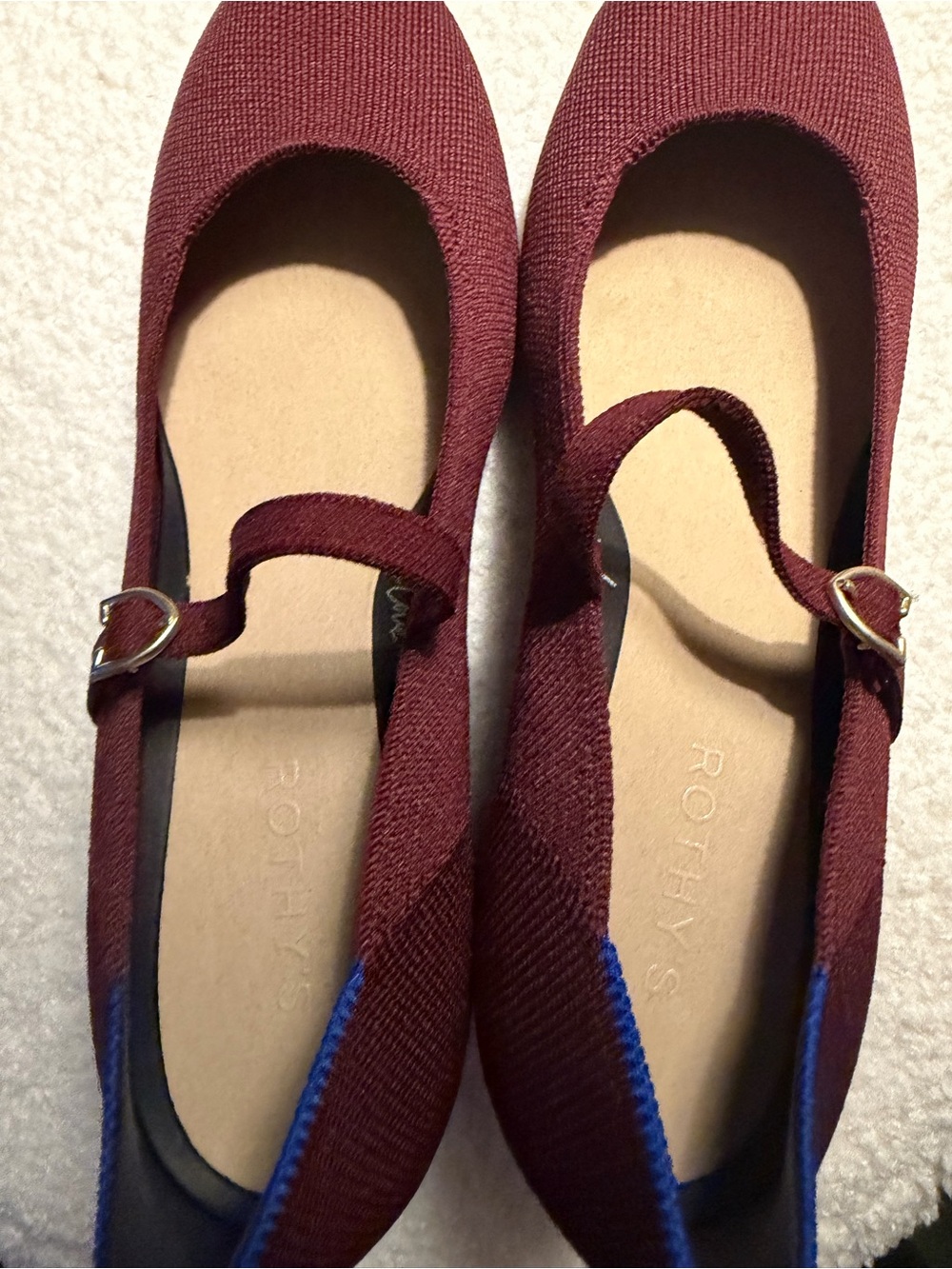 Rothy’s- Women's Mary Jane Knit Flats in Burgundy - Picture 4 of 6